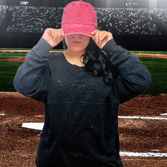 J. America Vintage Baseball Sequin Angel Wings Sweatshirt Pullover Top RARE Uni - Picture 2 of 9